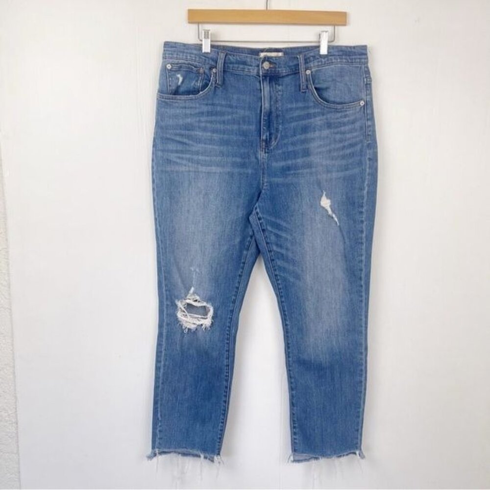 Madewell The High-Rise Slim Boyjean in Lita Wash Step-Hem Edition 32